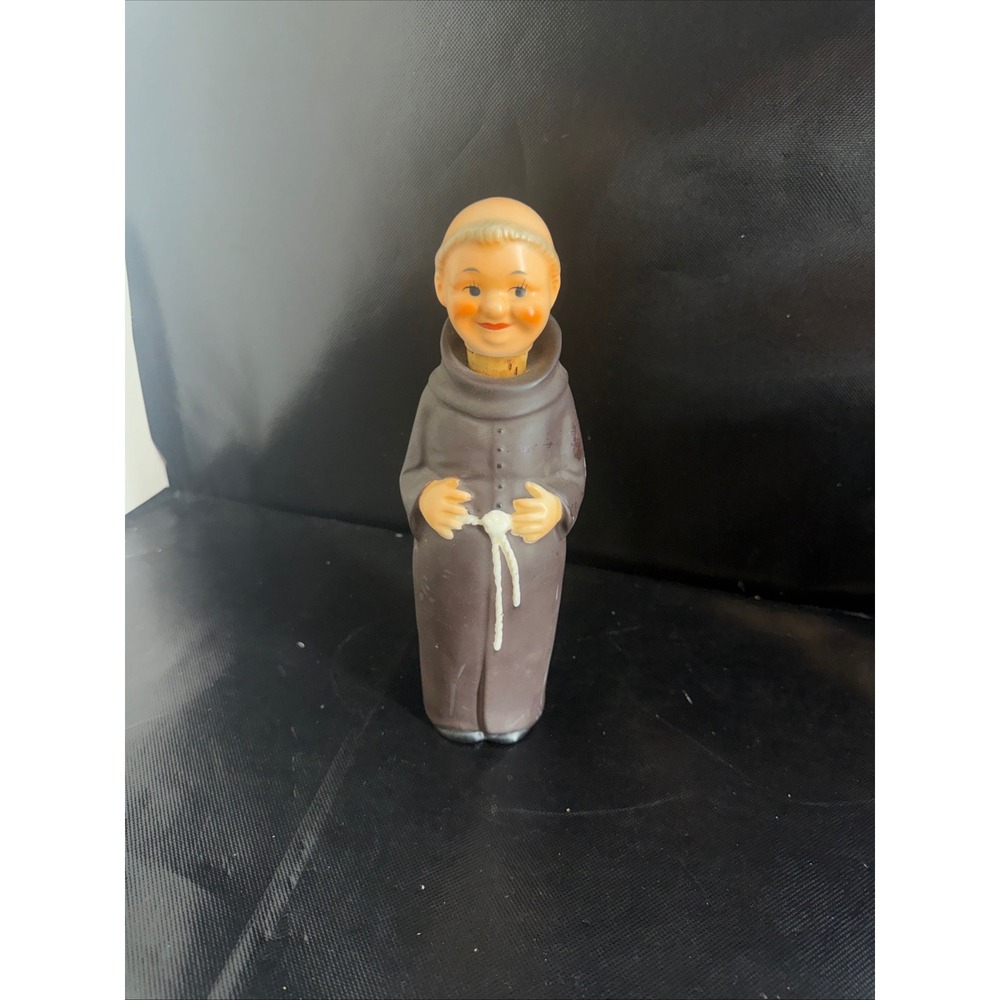 Vintage Ceramic Friar Tuck Monk Decanter Bottle Stopper Brown Habit‎ Collectible